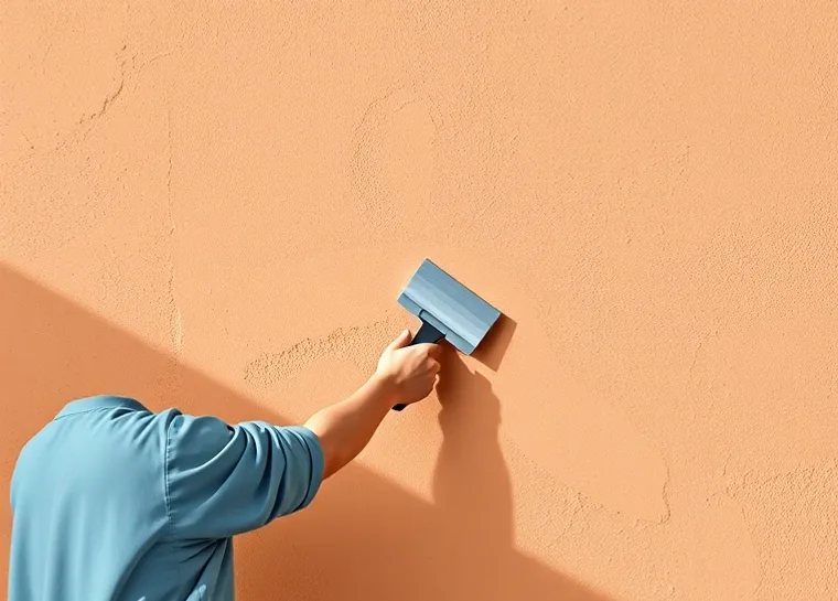 Application d'un enduit décoratif à la lisseuse sur un mur